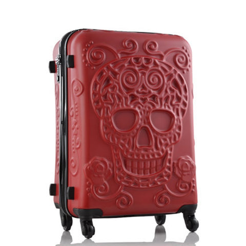 Britain 3D Skull Print Rolling Luggage
