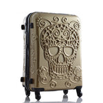 Britain 3D Skull Print Rolling Luggage