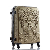 Britain 3D Skull Print Rolling Luggage